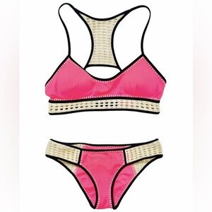 Victoria's Secret Surf crochet racerback top and hipster bottoms in Pink Set M